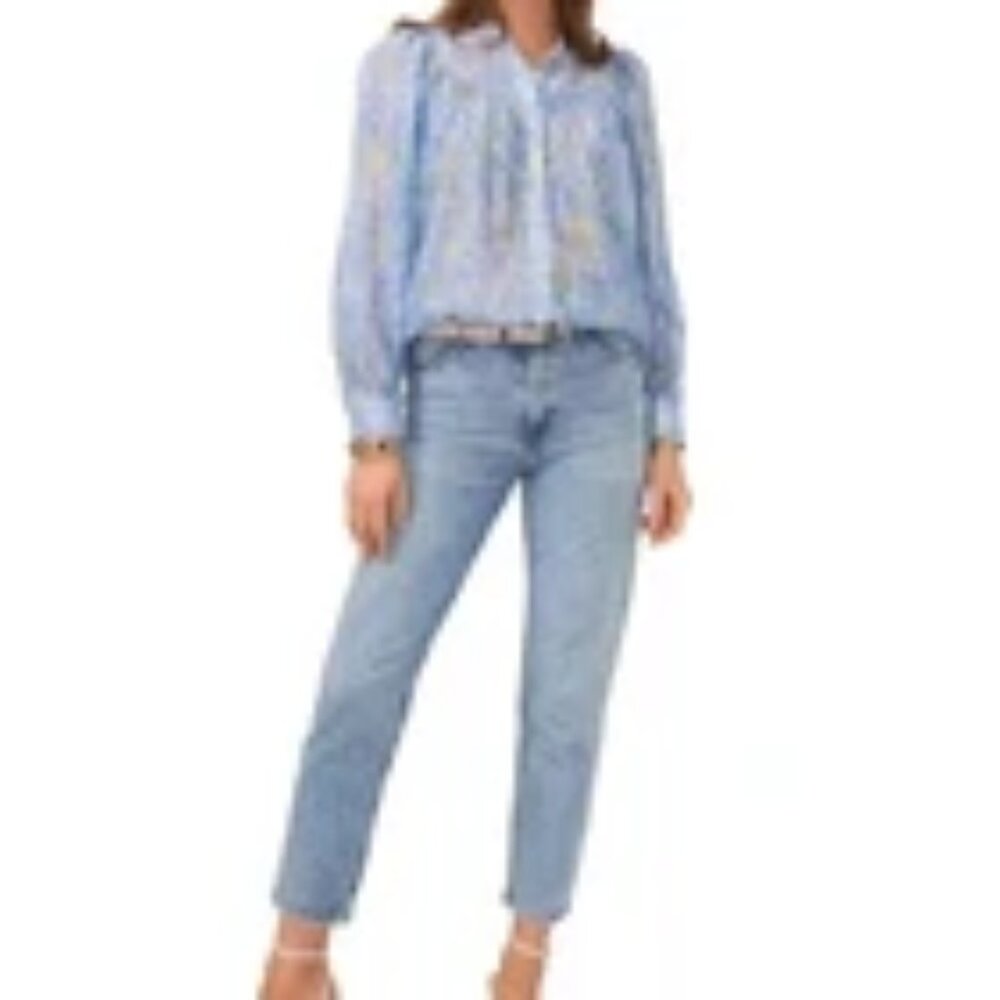 NWOT  Vince Camuto - Airy Blue Paisley Print Raglan Sleeve Top - Size XL - Picture 4 of 4